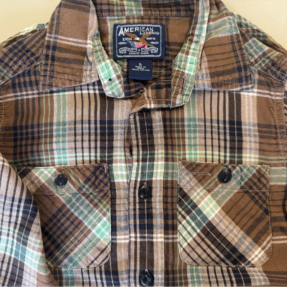 American Living Brown Plaid Shirt